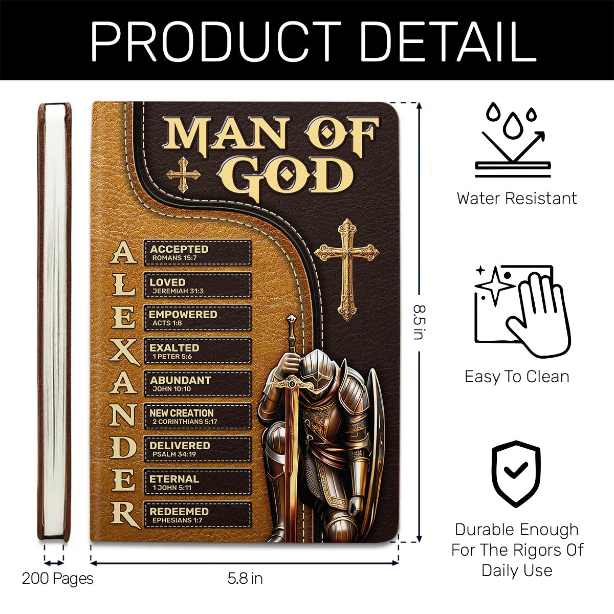 Man Of God | Personalized Leather Cover Notebook