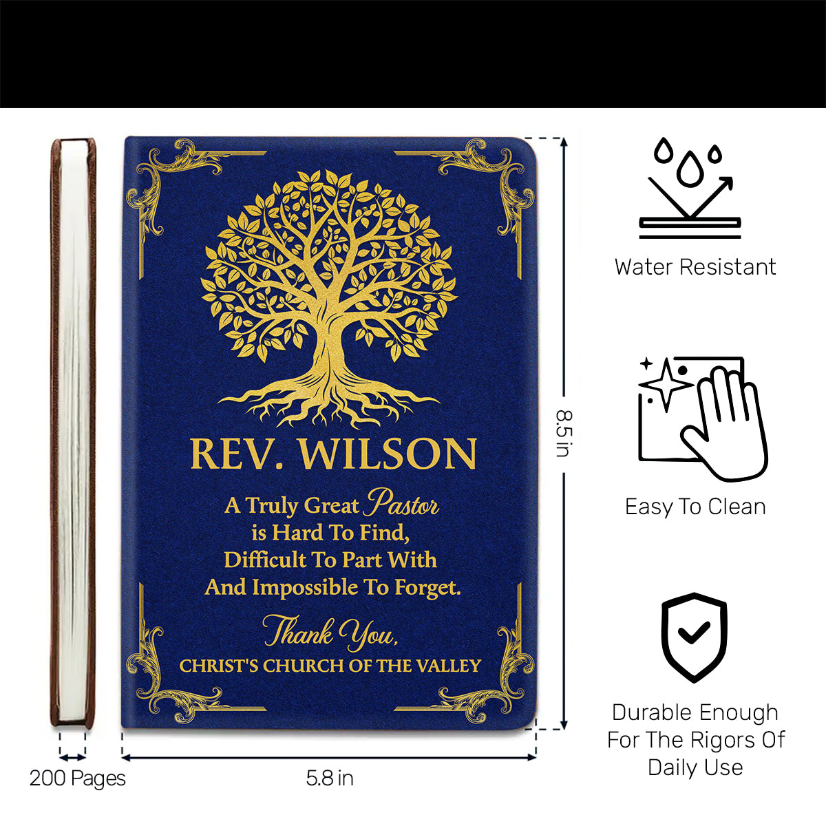 A Truly Great Pastor | Personalized Leather Cover Notebook