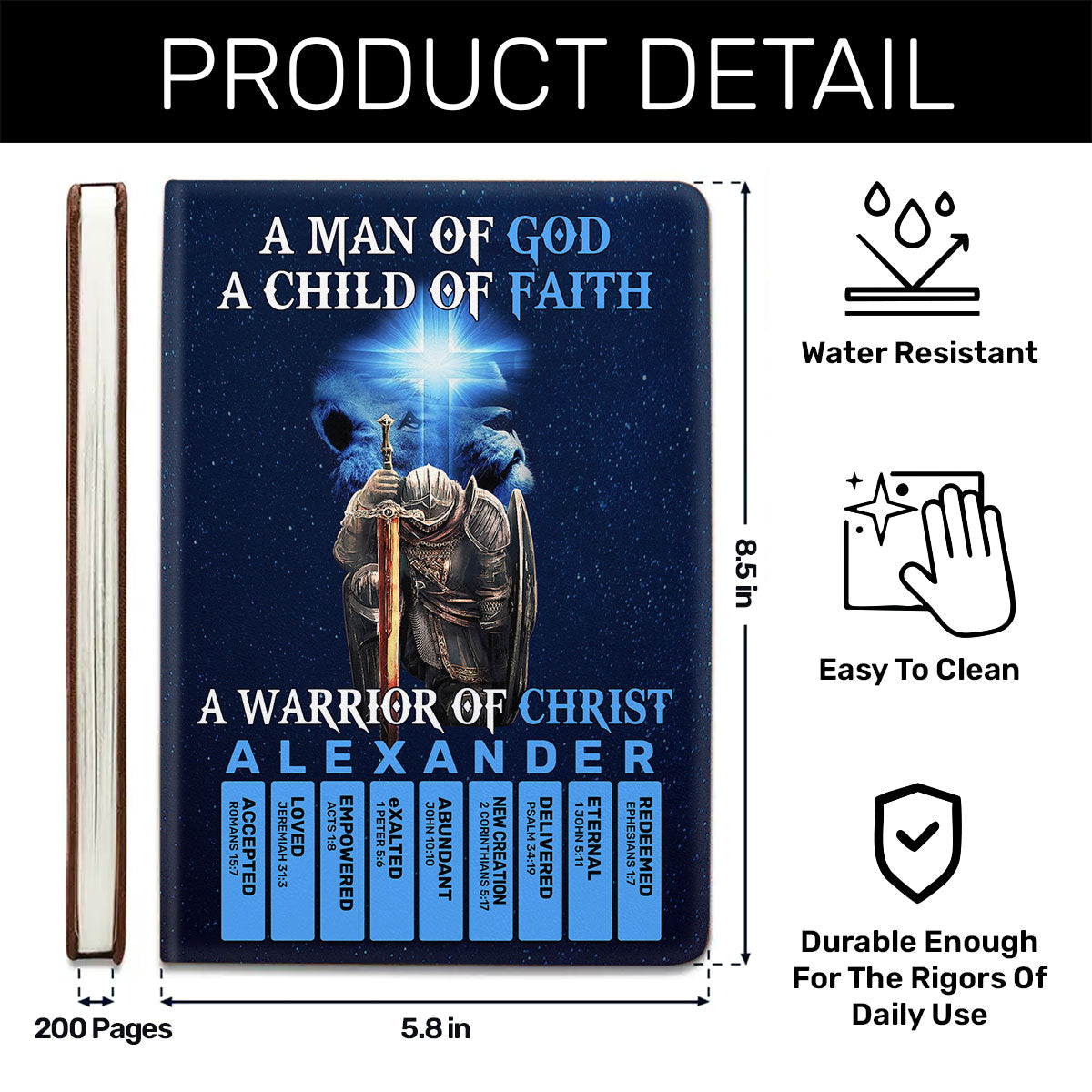 Warrior Of Christ | Personalized Leather Cover Notebook