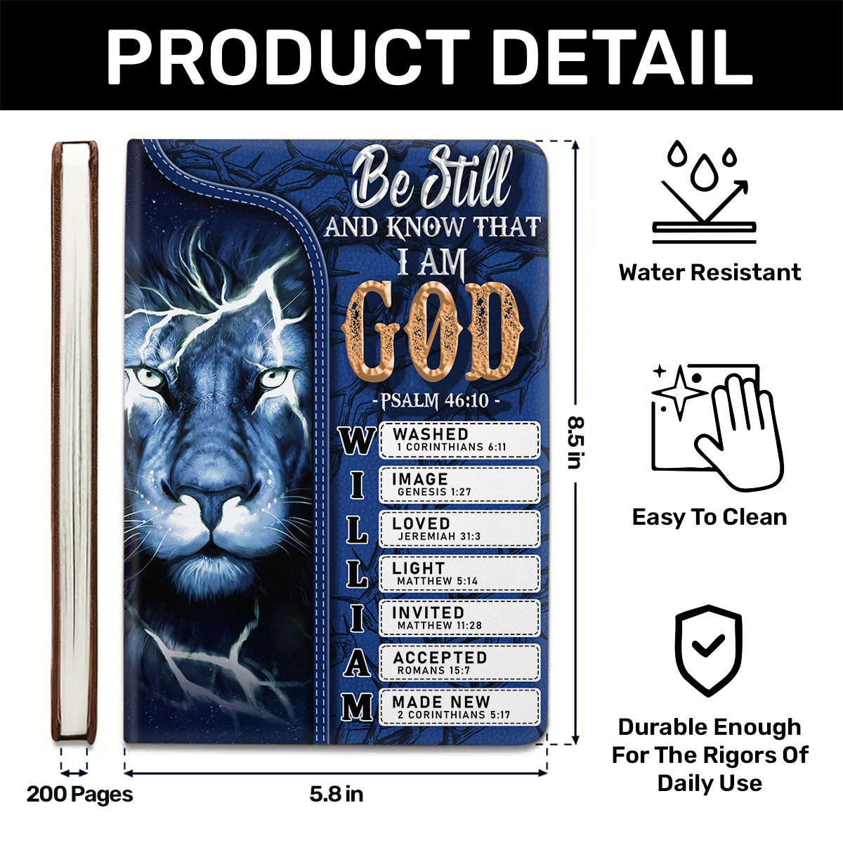 Be Still And Know That I Am God | Personalized Leather Cover Notebook