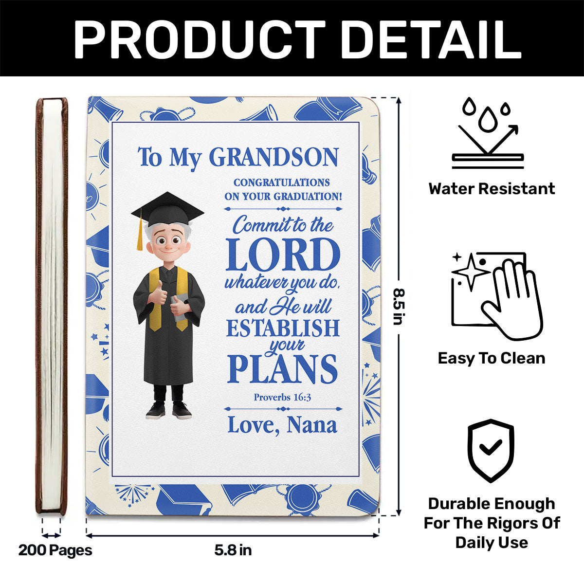 Commit To The Lord Whatever You Do | Personalized Leather Cover Notebook