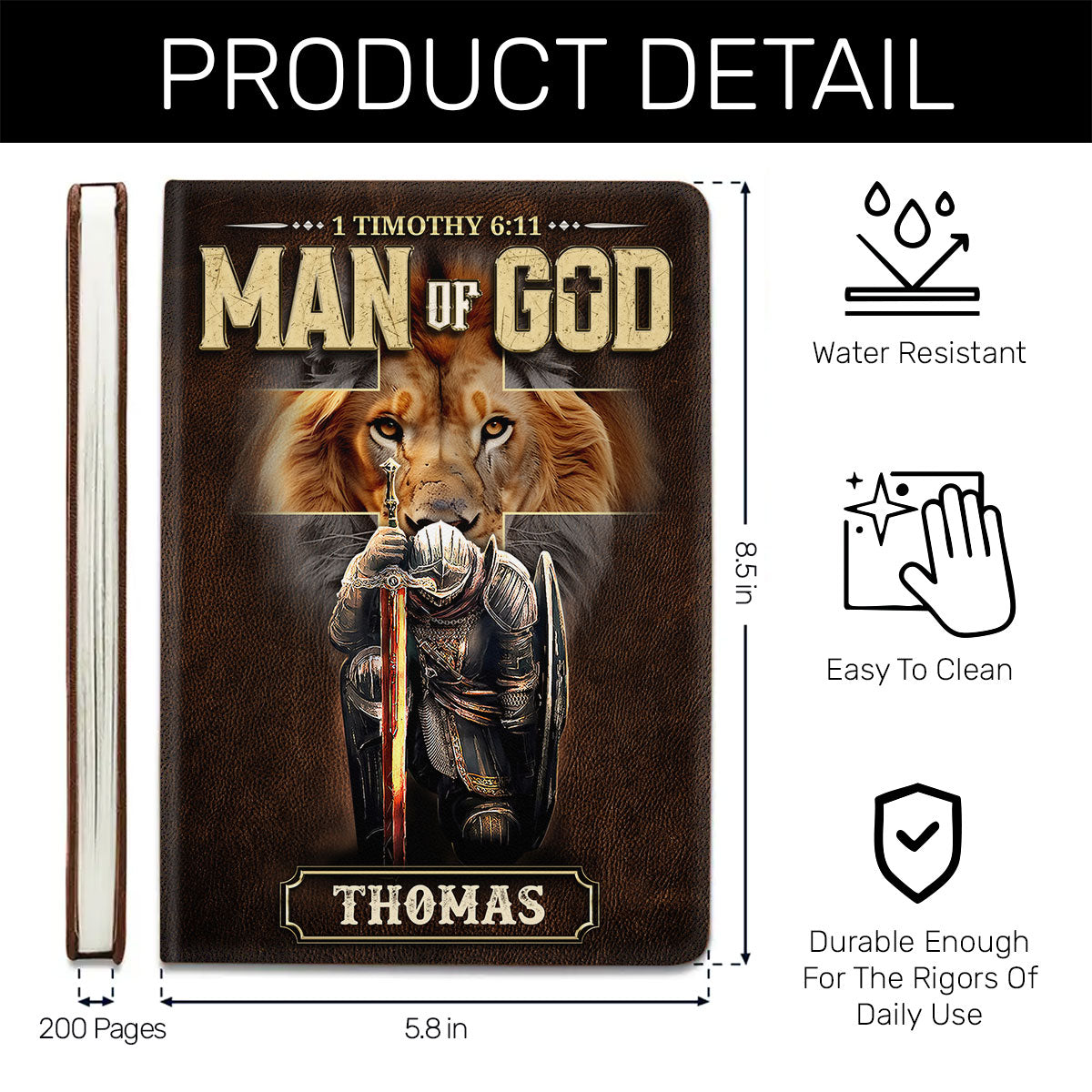 Man Of God | Personalized Leather Cover Notebook