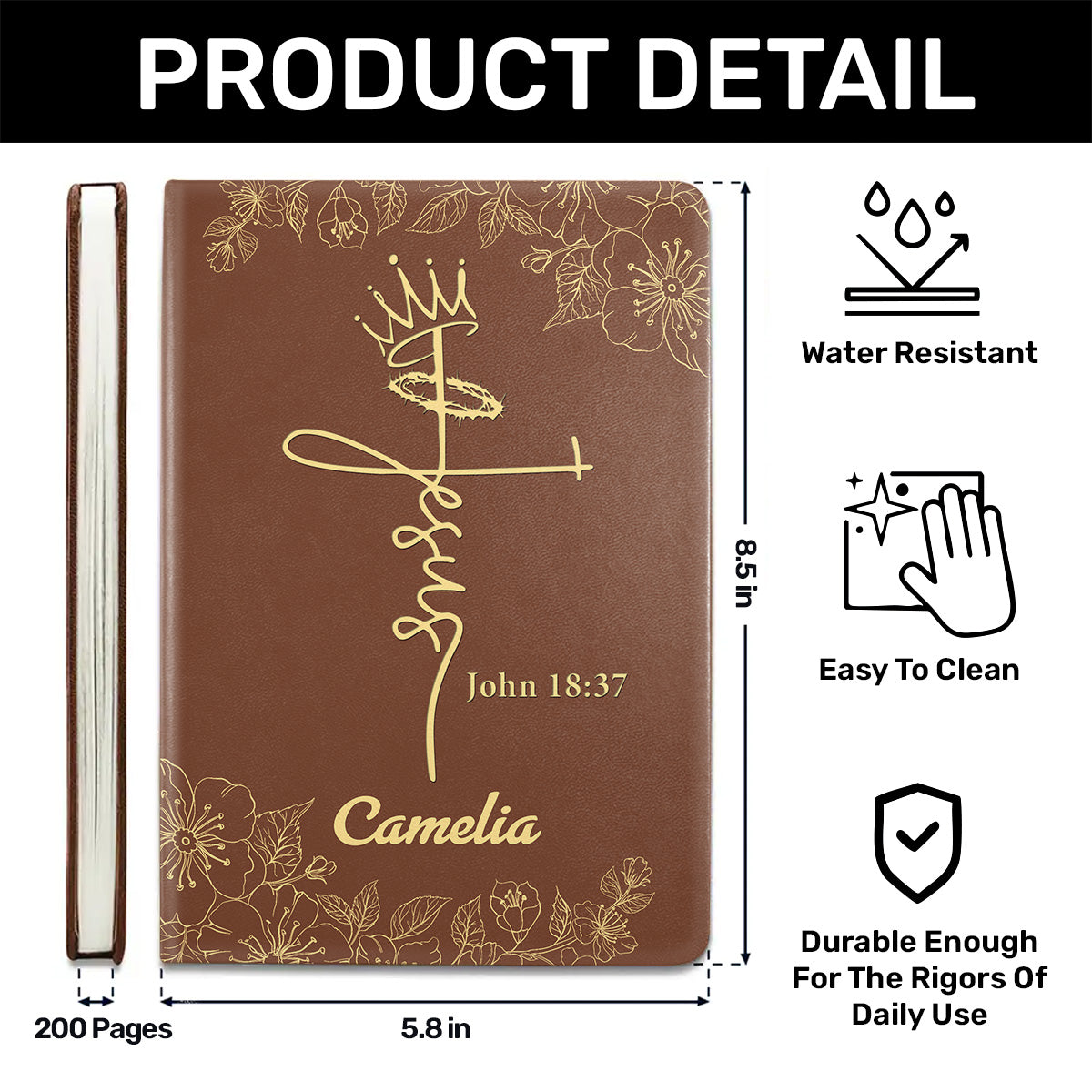 Jesus Is King John 18:37 | Personalized Leather Cover Notebook