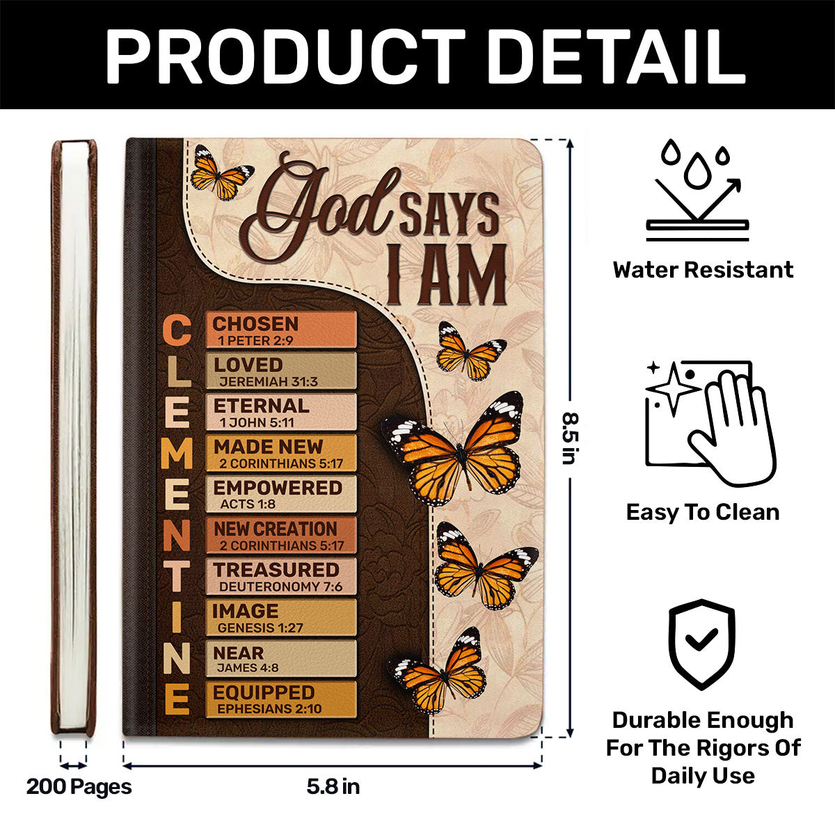 God Says I Am | Personalized Leather Cover Notebook