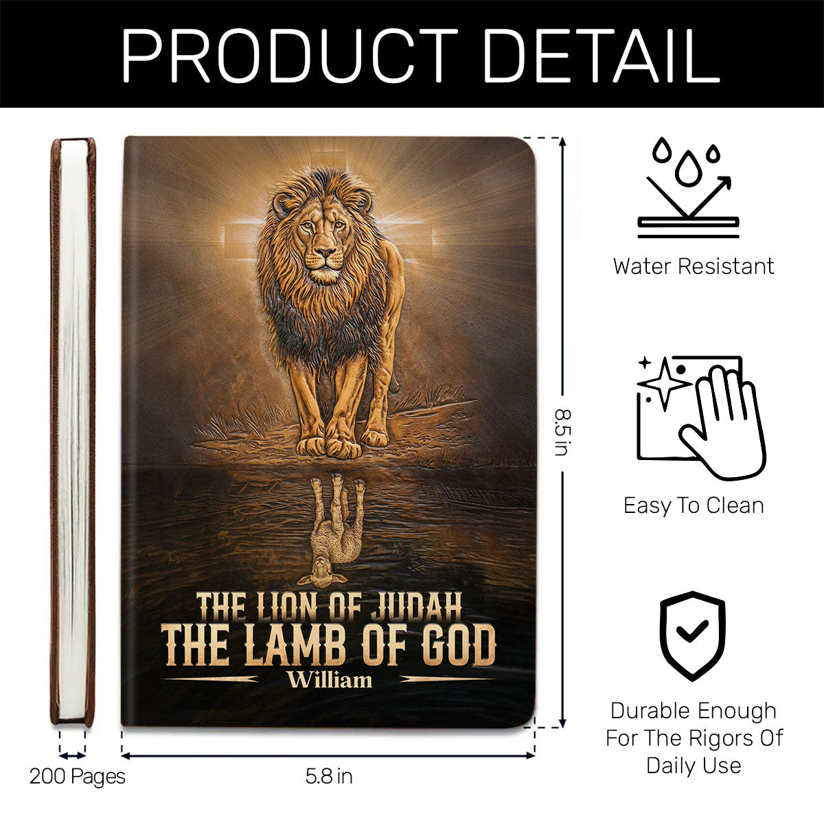 The Lion Of Judah, The Lamb Of God | Personalized Leather Cover Notebook