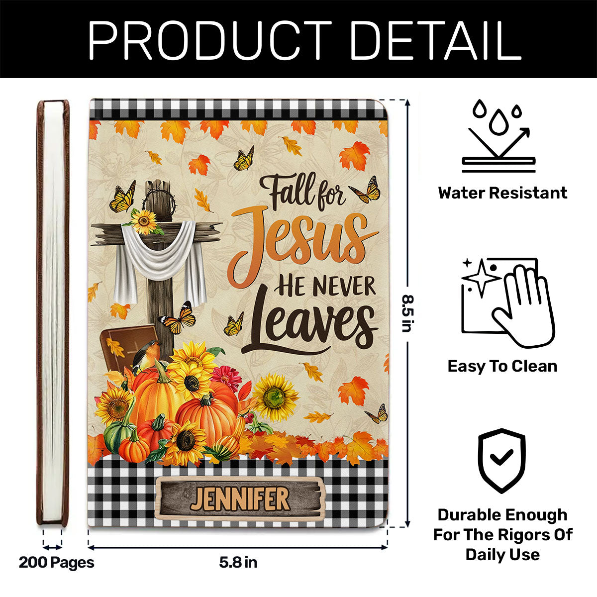 Fall For Jesus  | Personalized Leather Cover Notebook