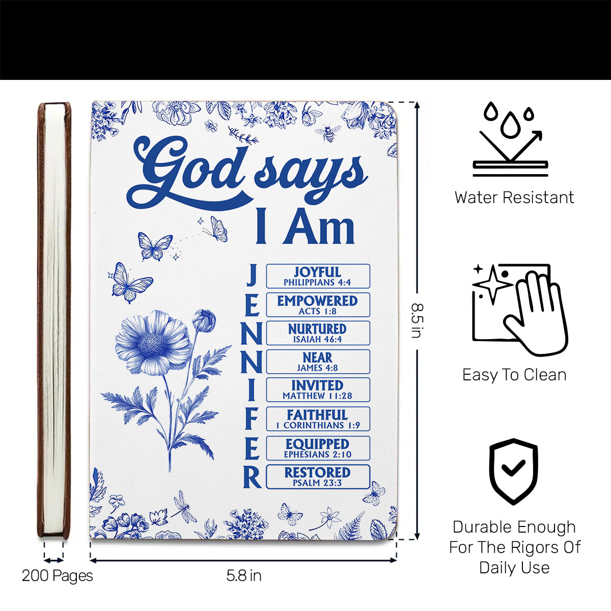 God Says I Am | Personalized Leather Cover Notebook