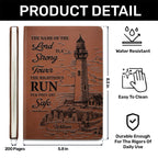 The Name Of The Lord Is A Strong Tower | Personalized Leather Cover Notebook