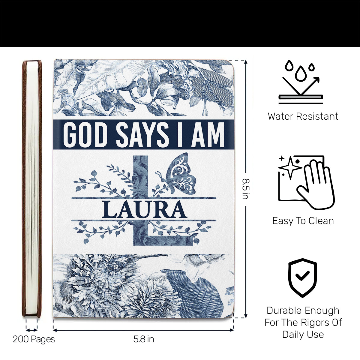 God Says I Am | Personalized Leather Cover Notebook