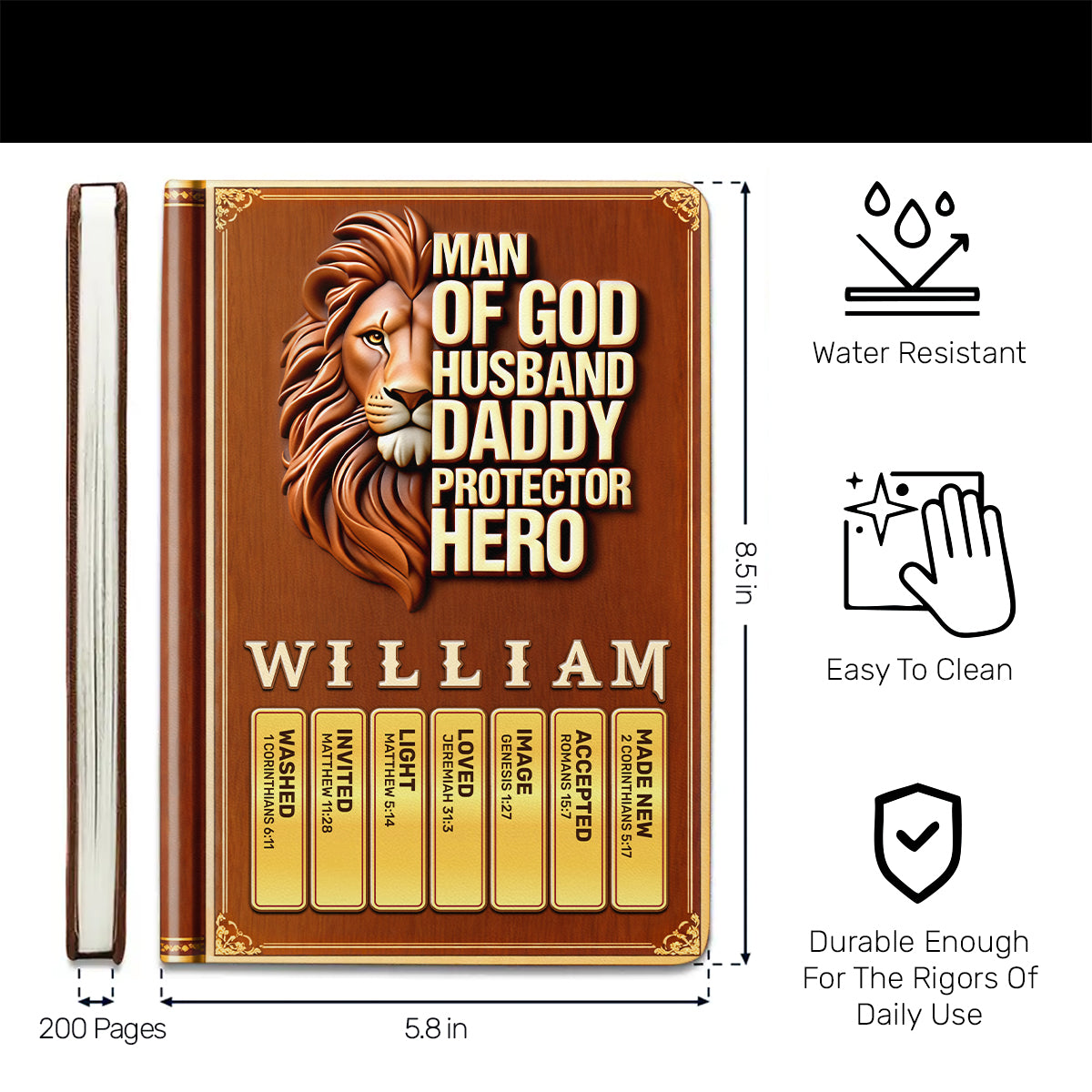 Man Of God | Personalized Leather Cover Notebook