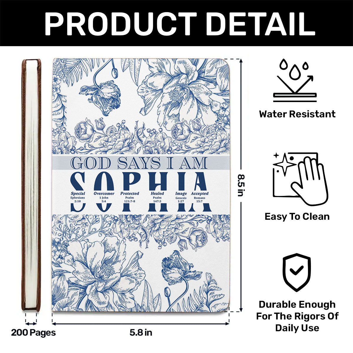God Says I Am | Personalized Leather Cover Notebook