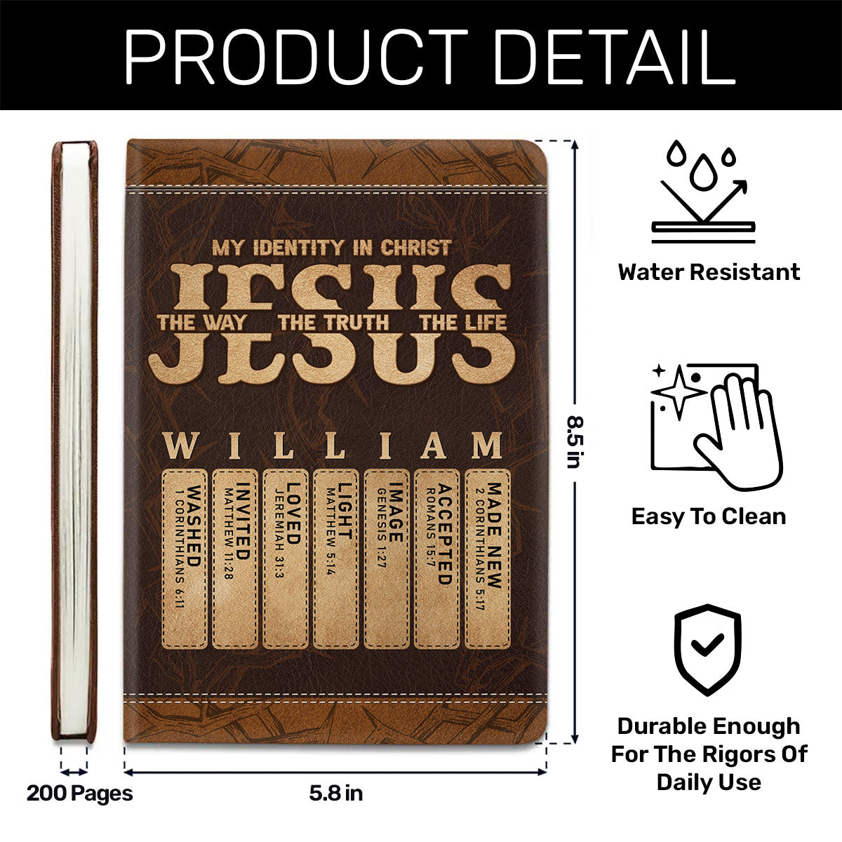 My Identity In Christ | Personalized Leather Cover Notebook