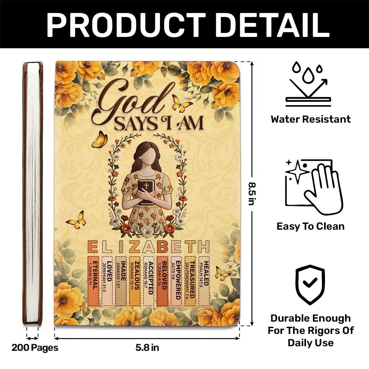 God Says I Am | Personalized Leather Cover Notebook
