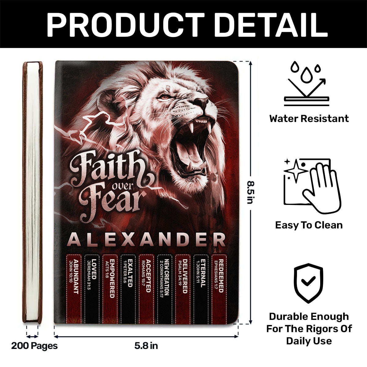 Faith Over Fear | Personalized Leather Cover Notebook