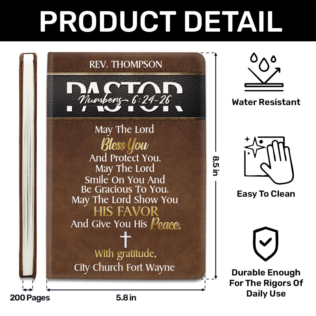 May The Lord Bless You And Protect You | Personalized Leather Cover Notebook