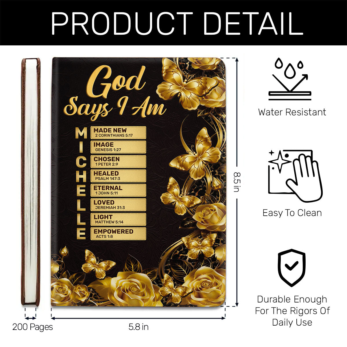 God Says I Am | Personalized Leather Cover Notebook