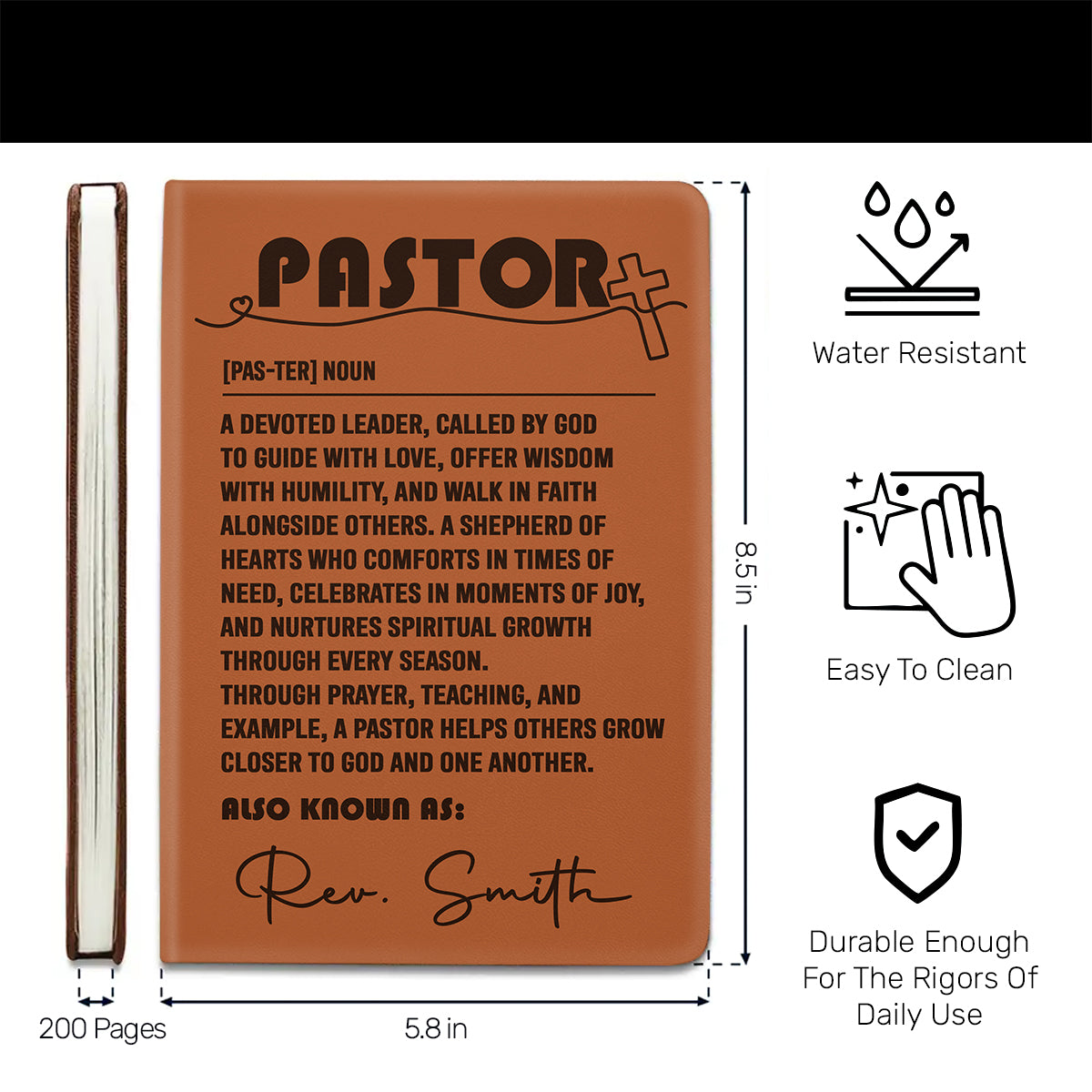 Pastor Gift | Personalized Leather Cover Notebook