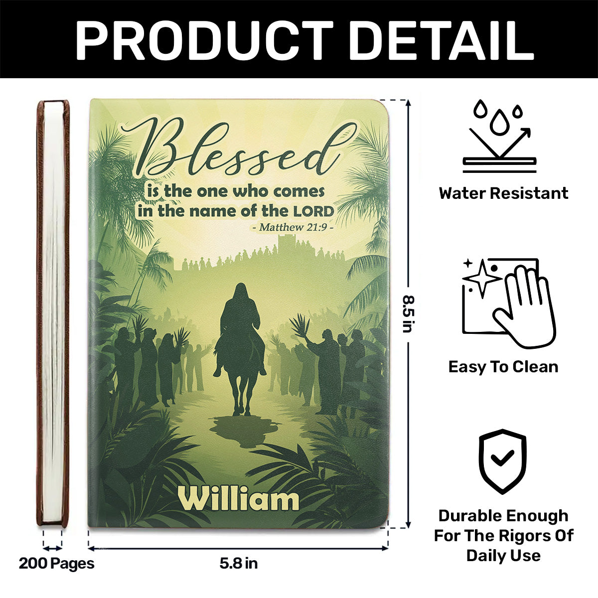 Blessed Is The One Who Comes In The Name Of The Lord | Personalized Leather Cover Notebook