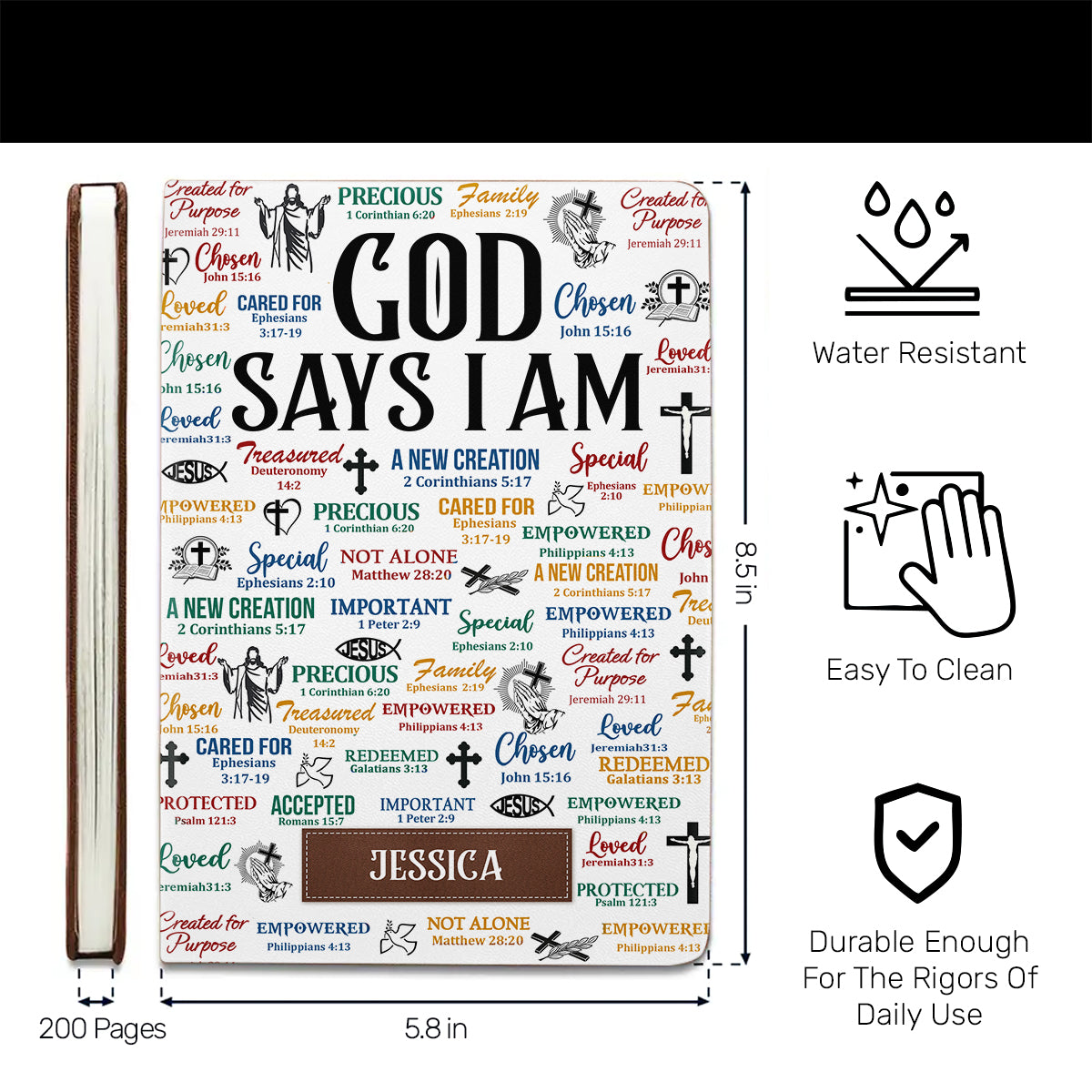 God Says I Am | Personalized Leather Cover Notebook