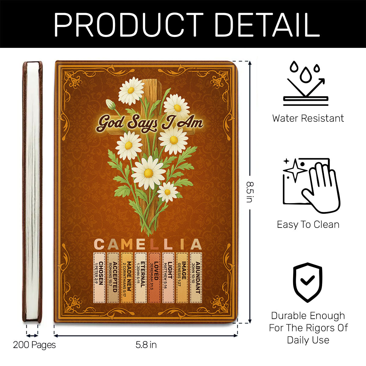 God Says I Am  | Personalized Leather Cover Notebook