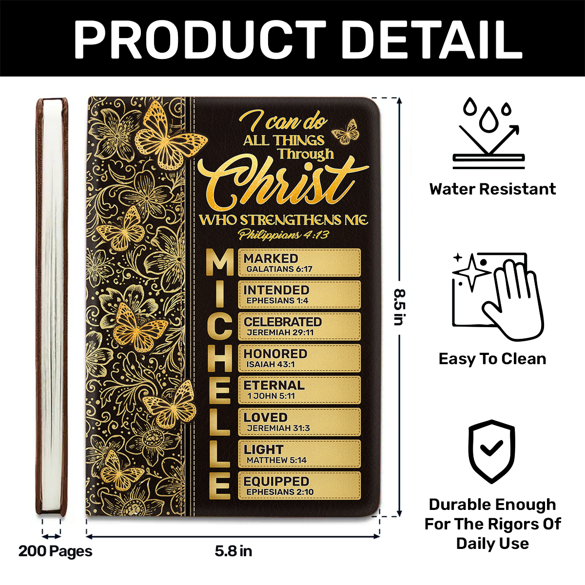 I Can Do All Things Through Christ Who Strengthens Me  | Personalized Leather Cover Notebook