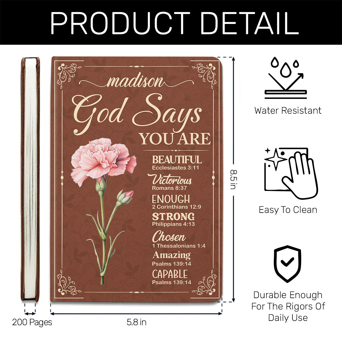 God Says You Are  | Personalized Leather Cover Notebook