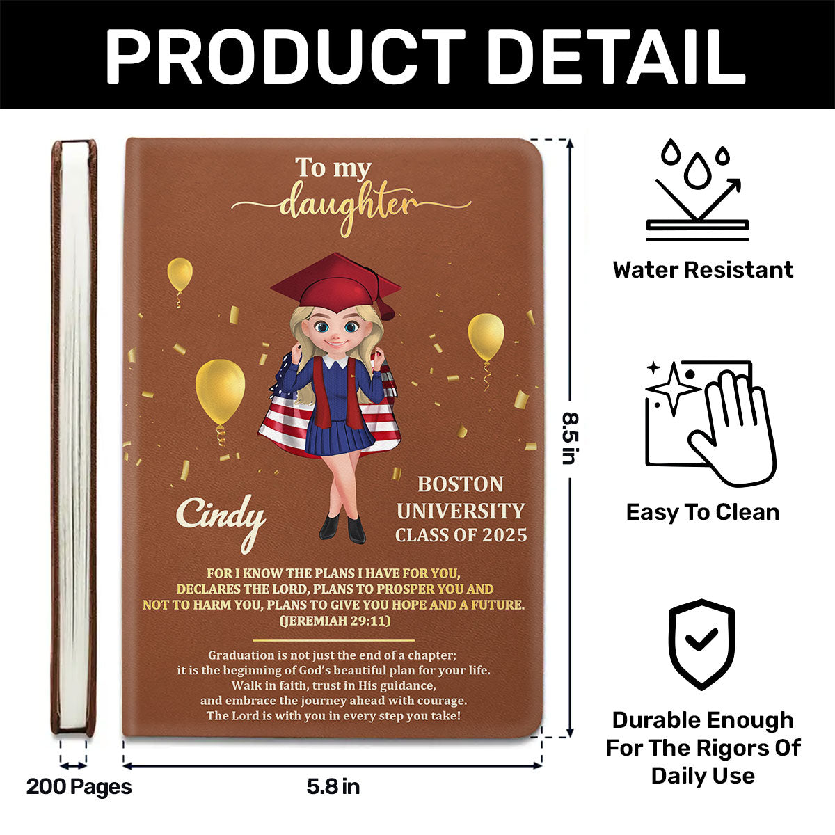 The Lord Is With You In Every Step You Take | Personalized Leather Cover Notebook
