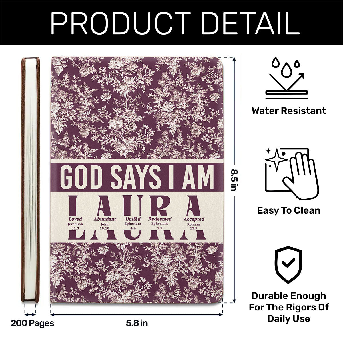 God Says I Am | Personalized Leather Cover Notebook