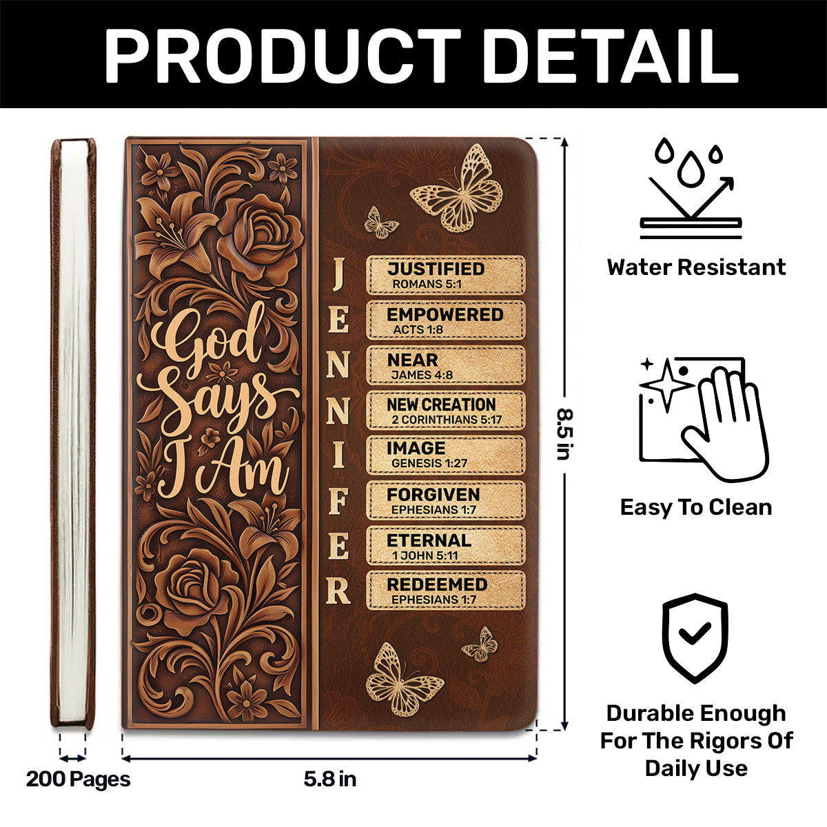 God Says I Am | Personalized Leather Cover Notebook