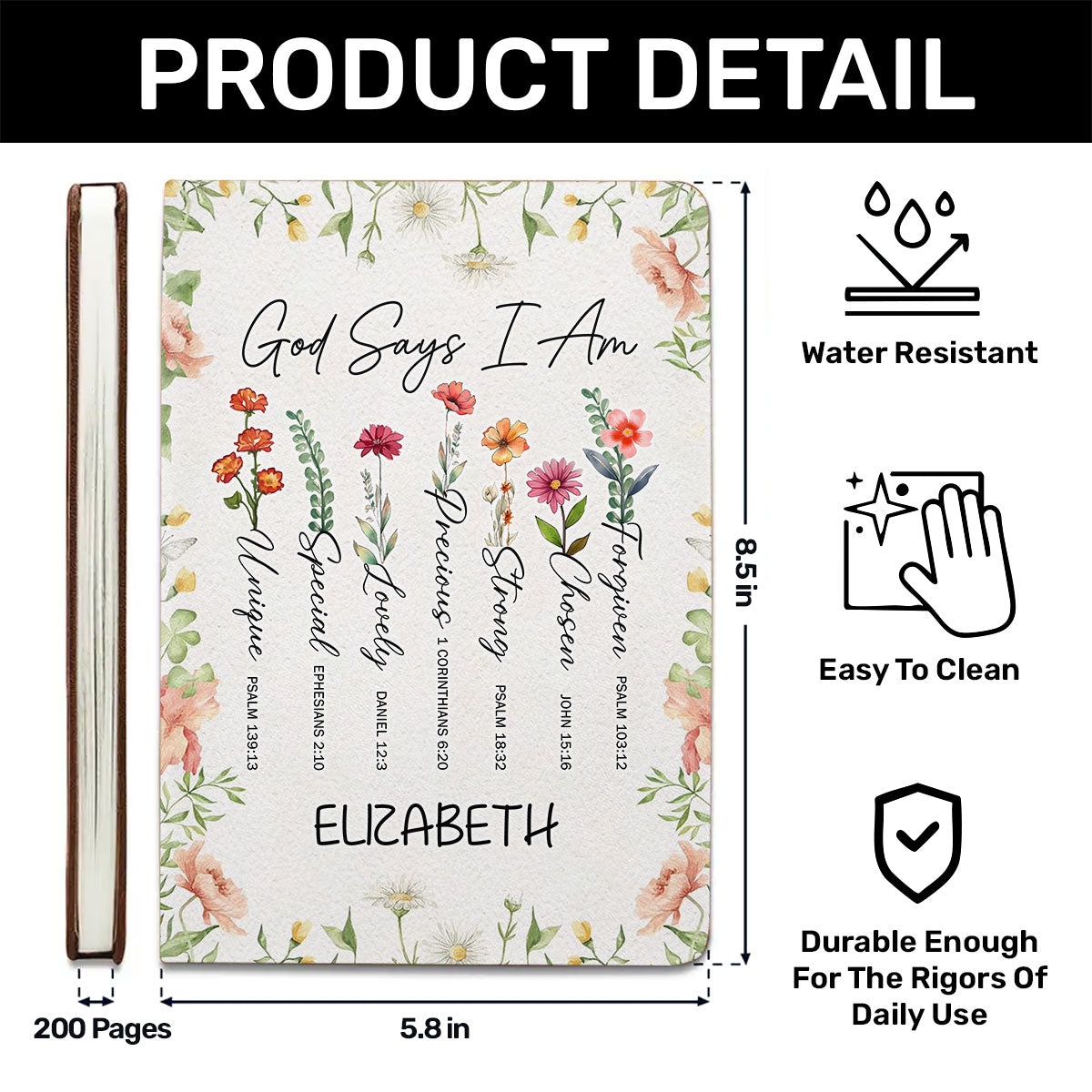 God Says I Am | Personalized Leather Cover Notebook