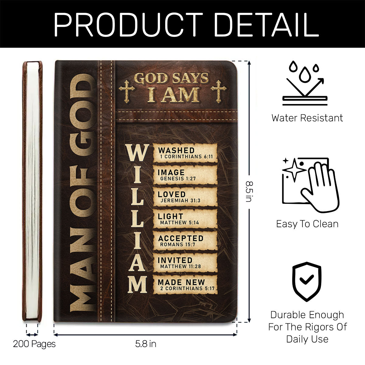 Man Of God  | Personalized Leather Cover Notebook