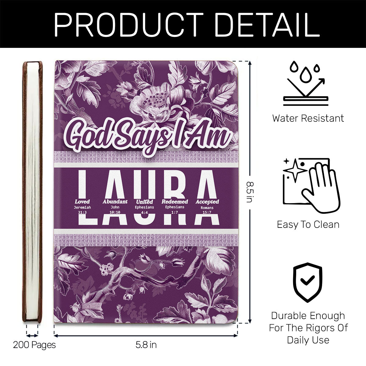 God Says I Am | Personalized Leather Cover Notebook