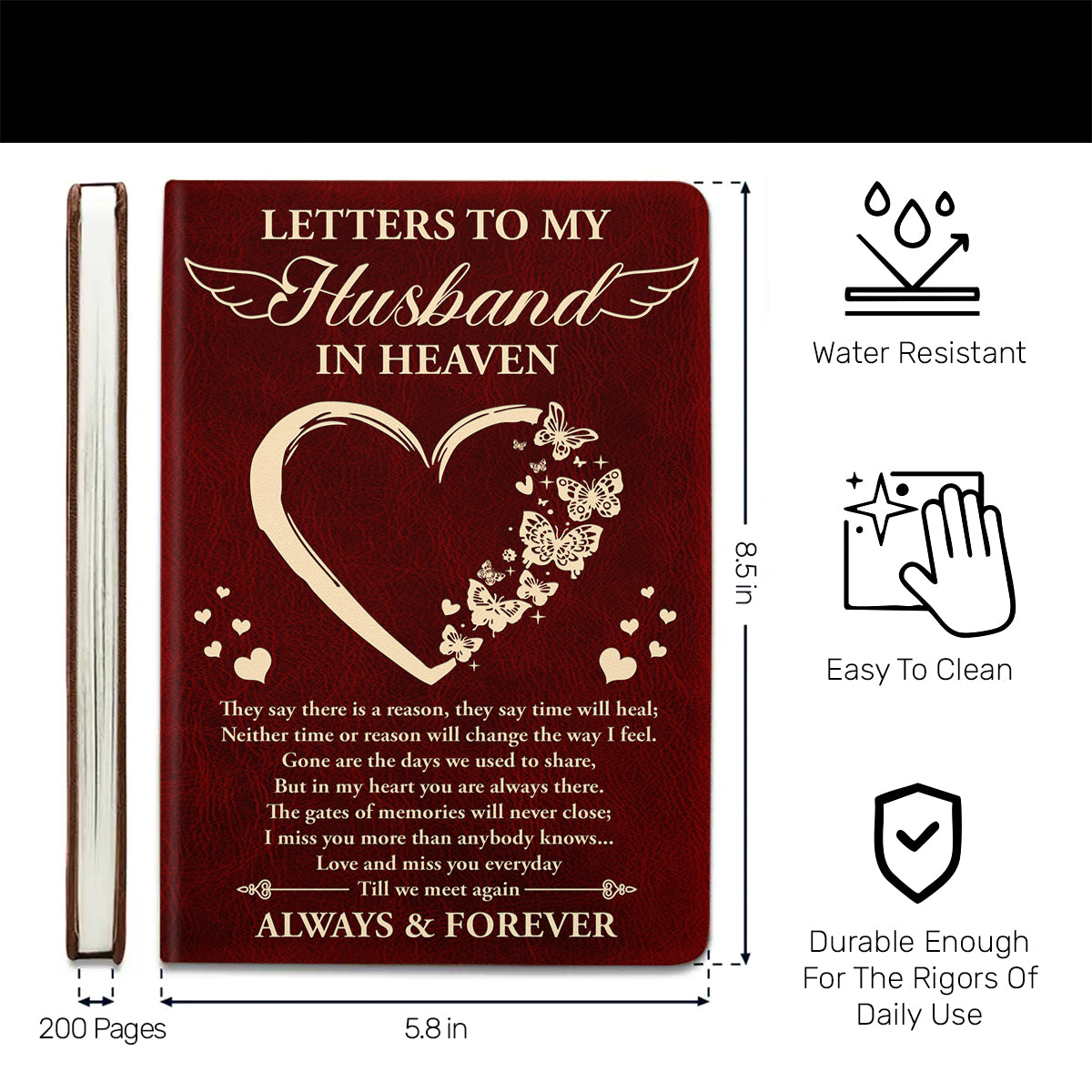 Letters In Heaven | Personalized Leather Cover Notebook
