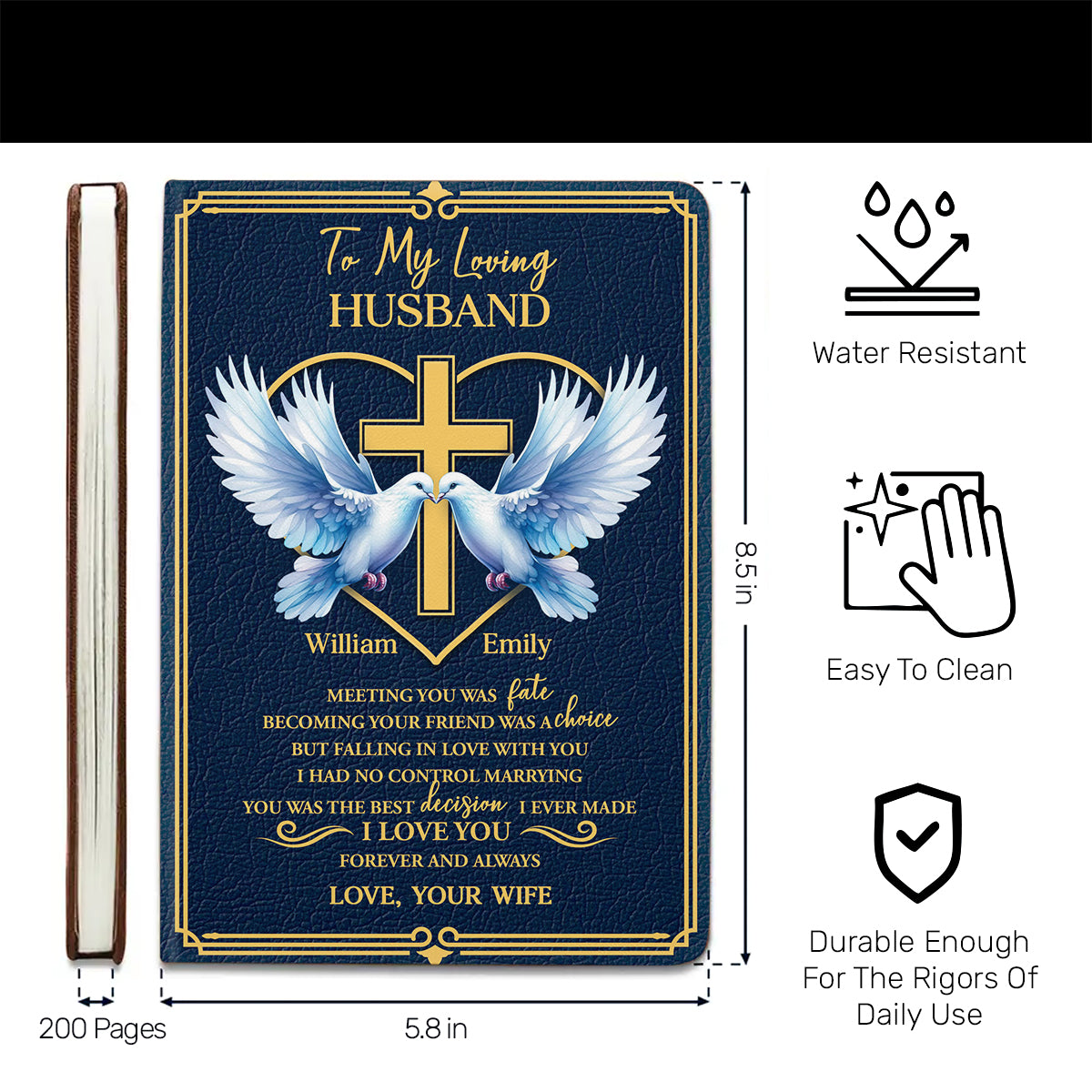 Meeting You Was Fate | Personalized Leather Cover Notebook