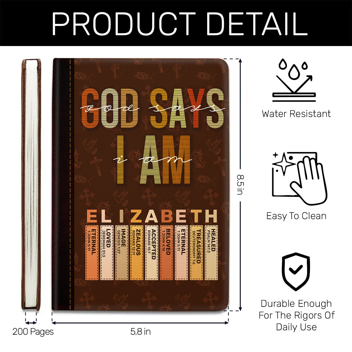God Says I Am | Personalized Leather Cover Notebook
