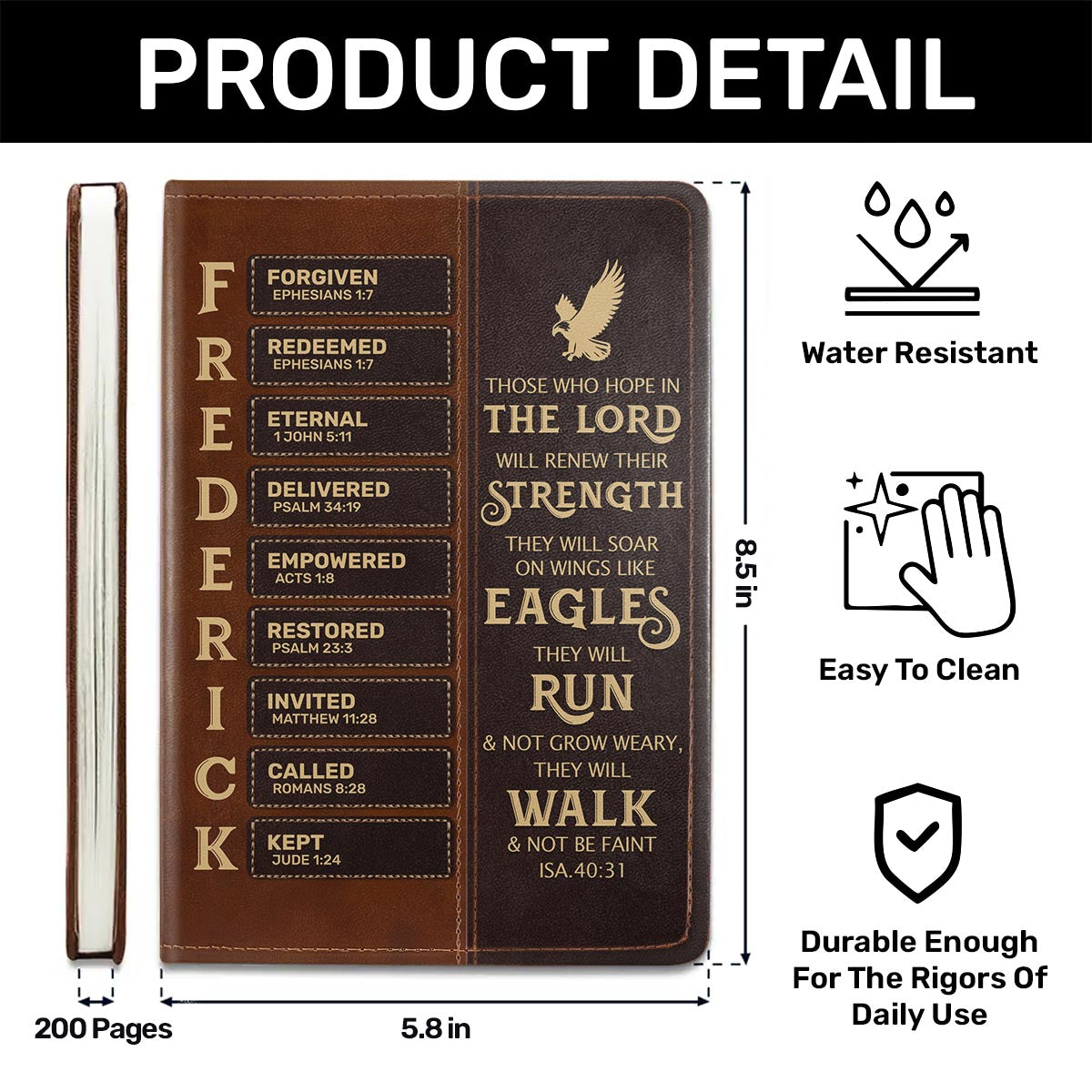 Those Who Hope In The Lord Will Renew Their Strength | Personalized Leather Cover Notebook