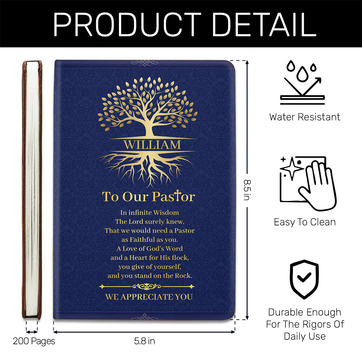 To Our Pastor | Personalized Leather Cover Notebook