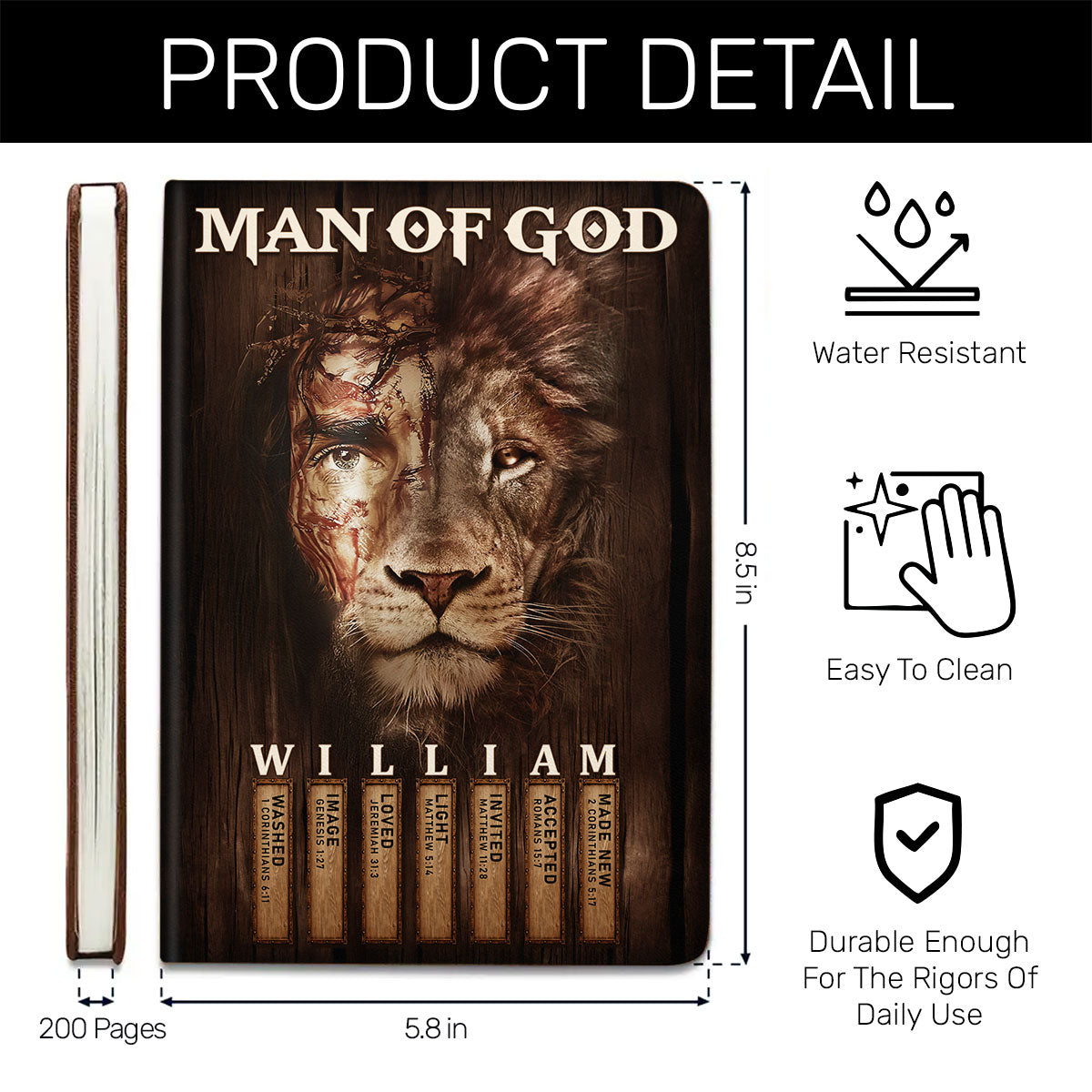 Man Of God | Personalized Leather Cover Notebook