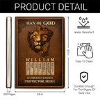Man Of God Husband Dad Protector Hero | Personalized Leather Cover Notebook