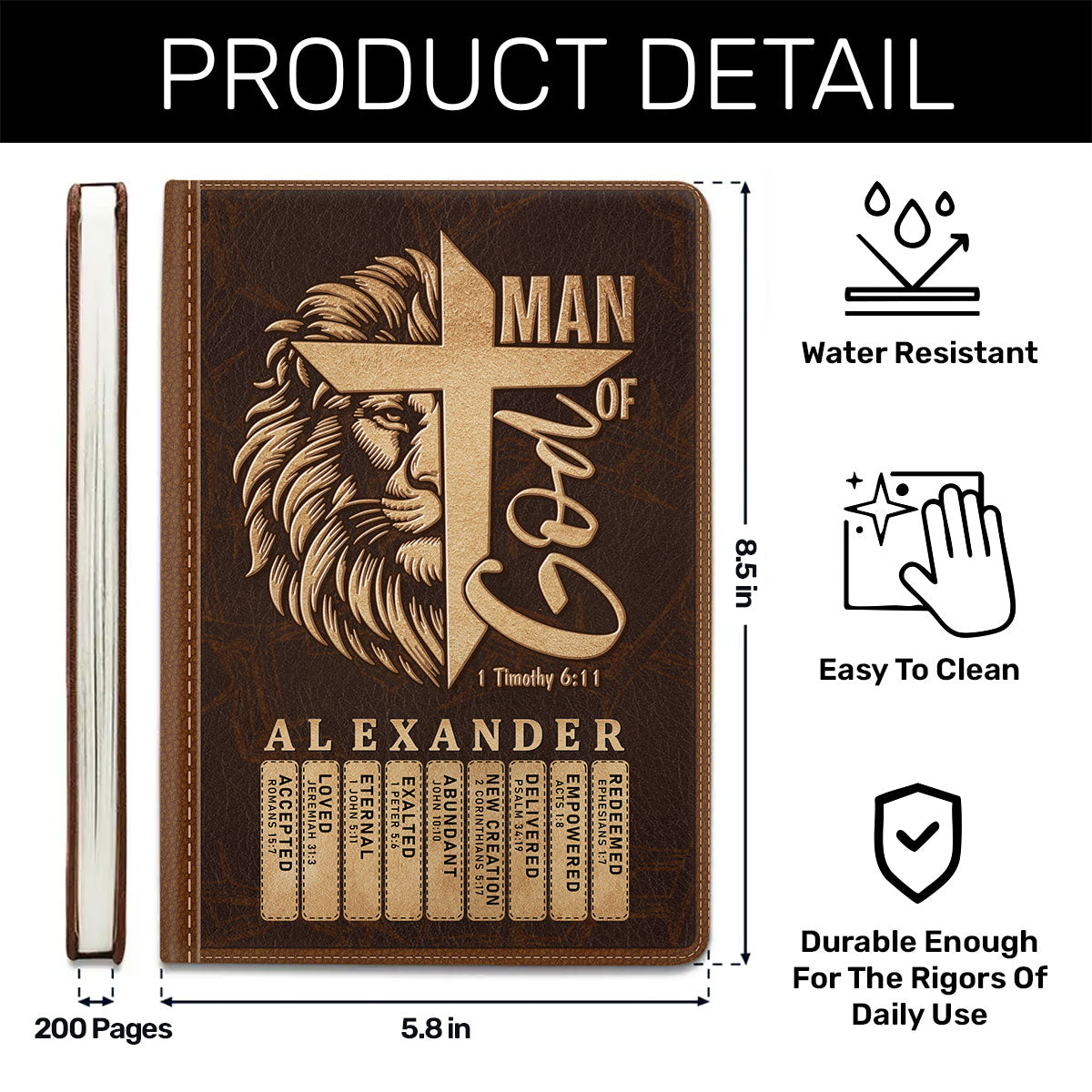 Man Of God | Personalized Leather Cover Notebook