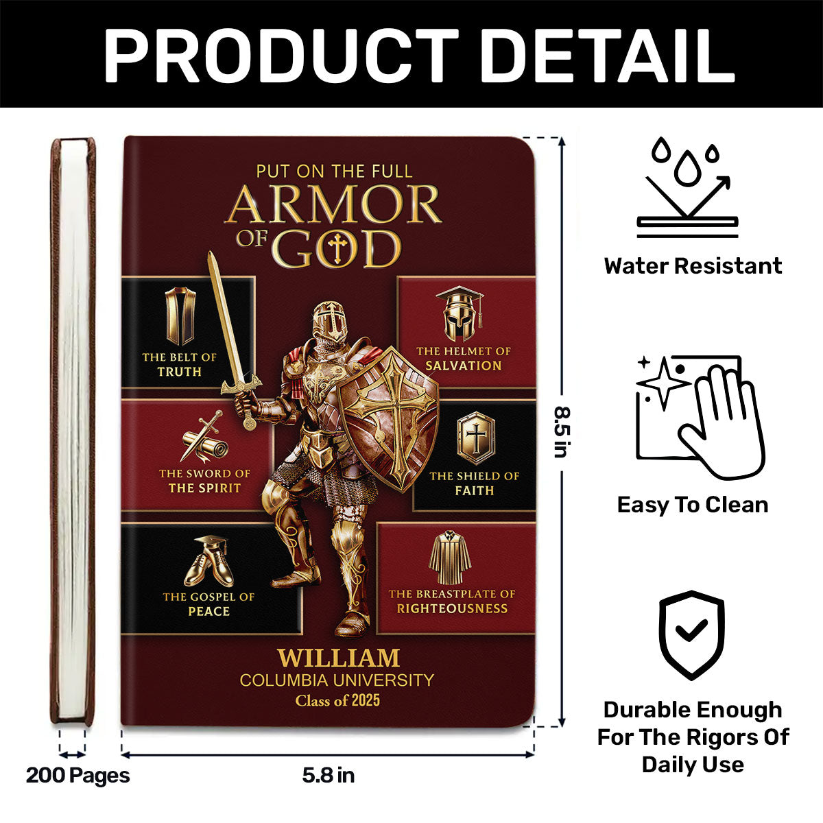 Armor Of God | Personalized Leather Cover Notebook