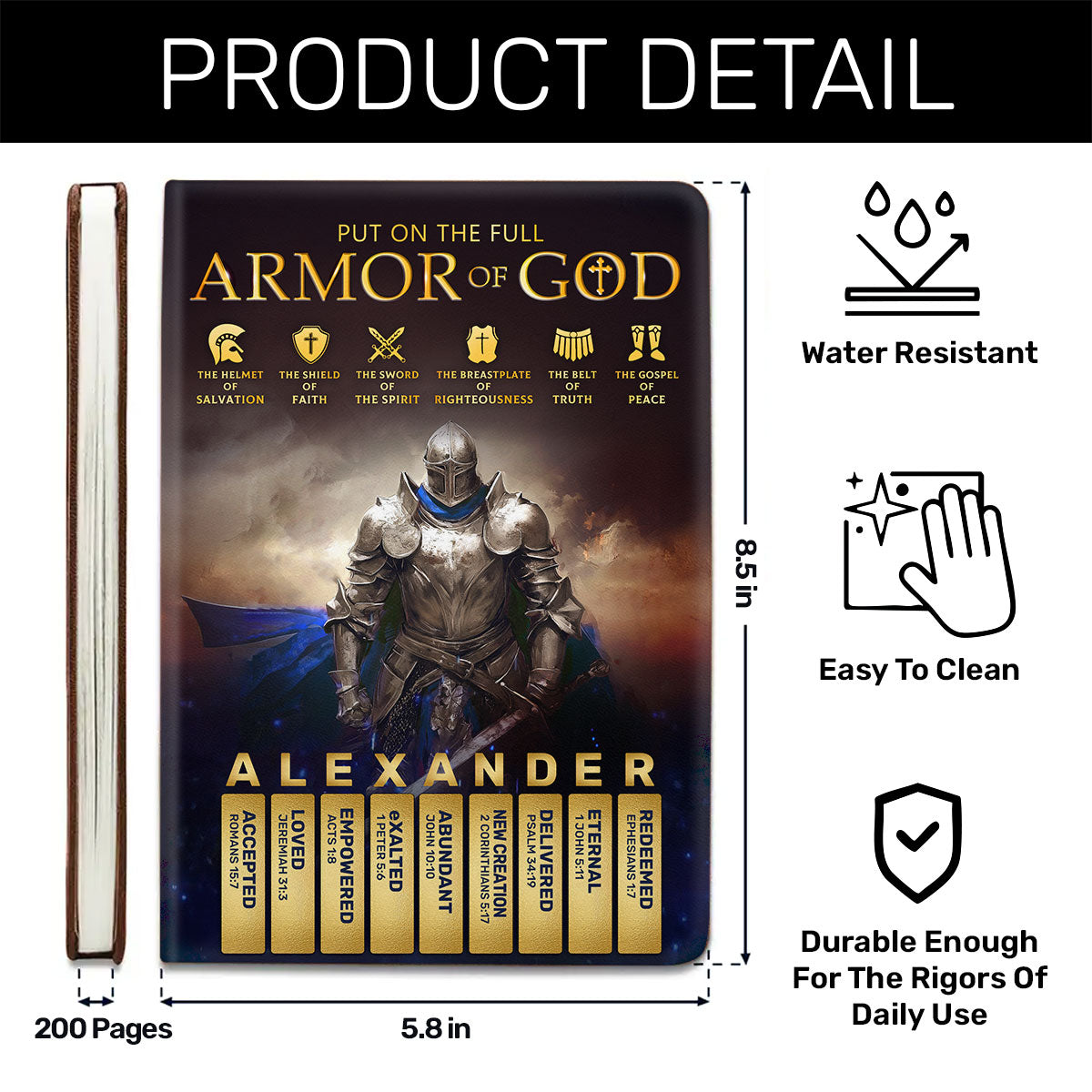 Armor Of God | Personalized Leather Cover Notebook