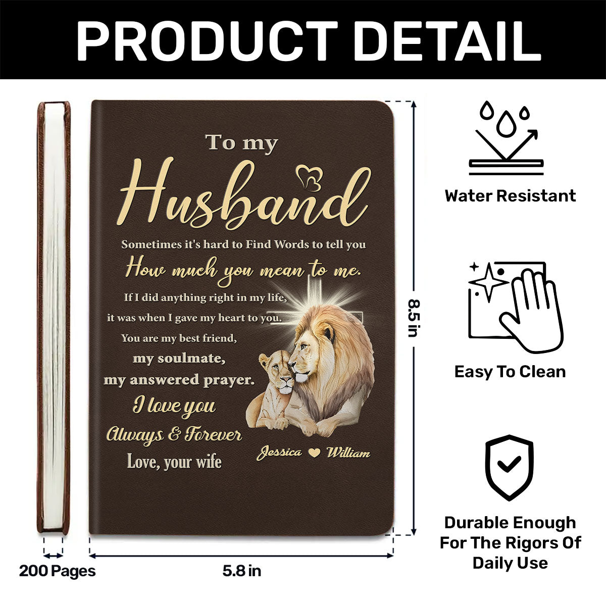 To My Husband | Personalized Leather Cover Notebook